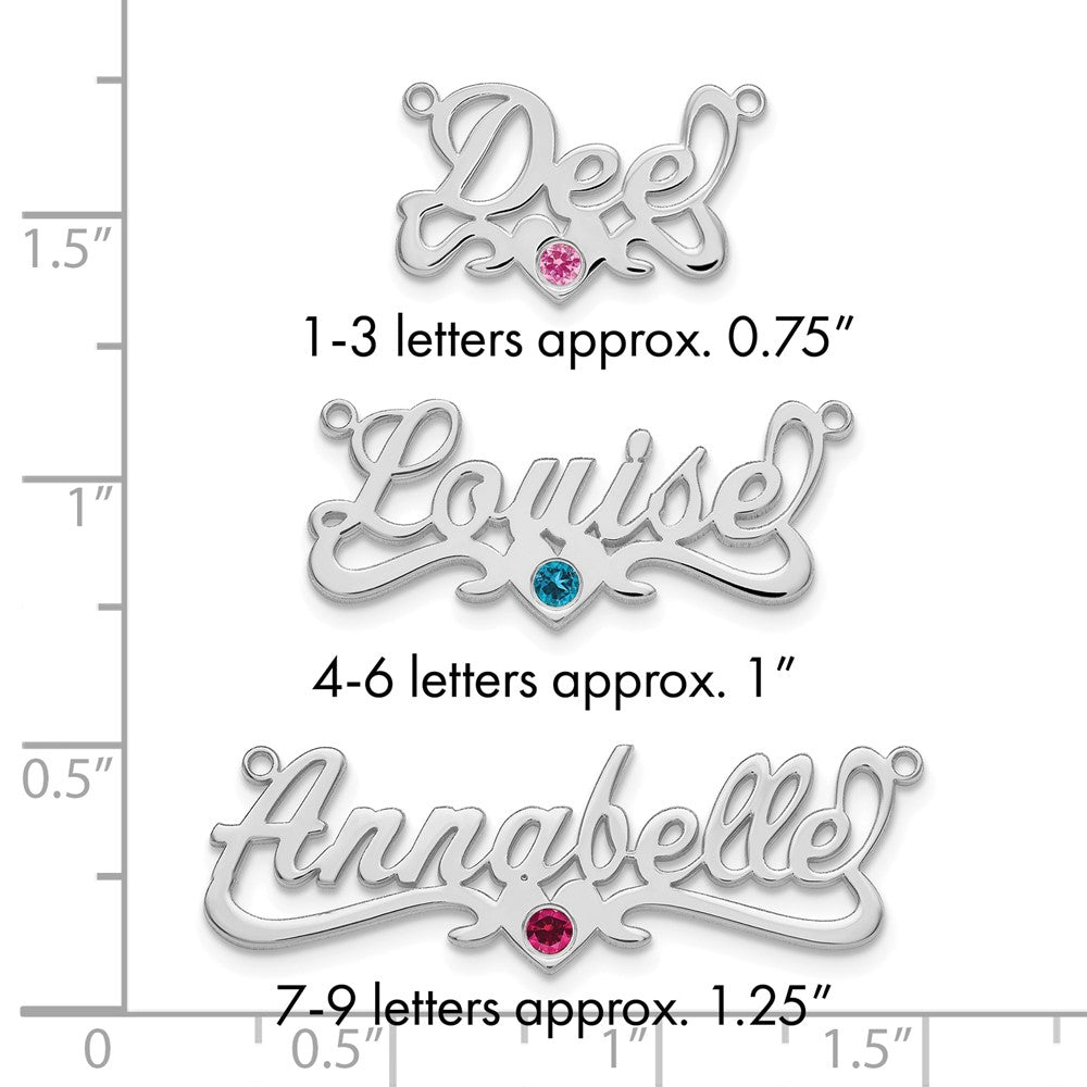 SS/Rhod-plated with SS Bezel Birthstone Heart Name Plate