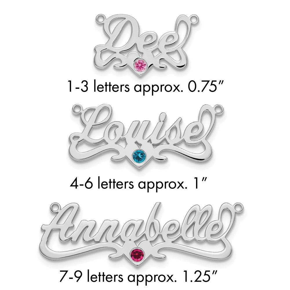 SS/Rhod-plated with SS Bezel Birthstone Heart Name Plate