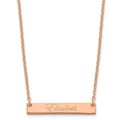 Sterling Silver/Rose-plated Small EDWARDIAN SCRIPT Bar Necklace