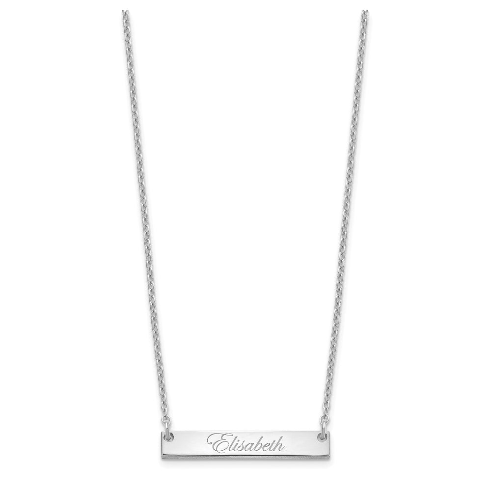SS/Rhodium-plated Small EDWARDIAN SCRIPT Bar Necklace