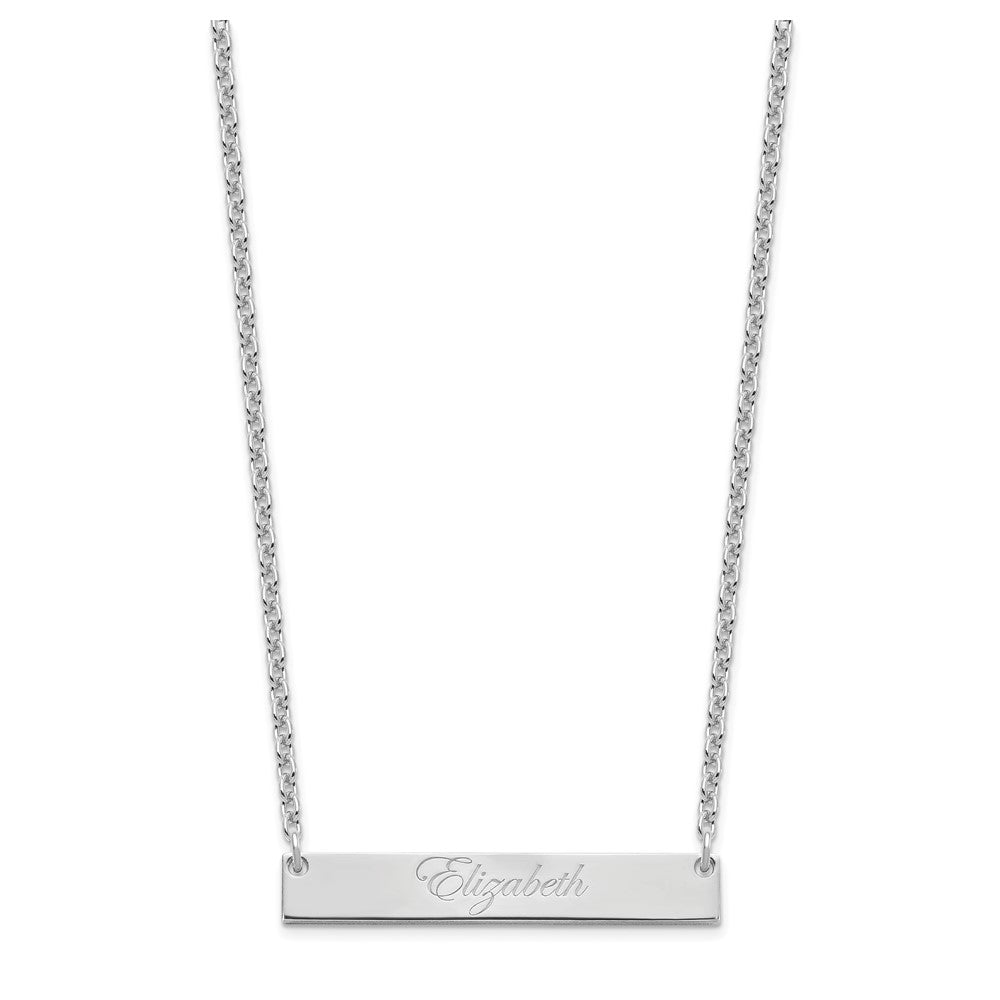 SS/Rhodium-plated Medium EDWARDIAN SCRIPT Bar Necklace
