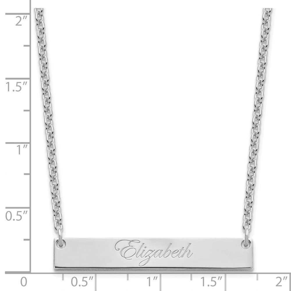 SS/Rhodium-plated Medium EDWARDIAN SCRIPT Bar Necklace