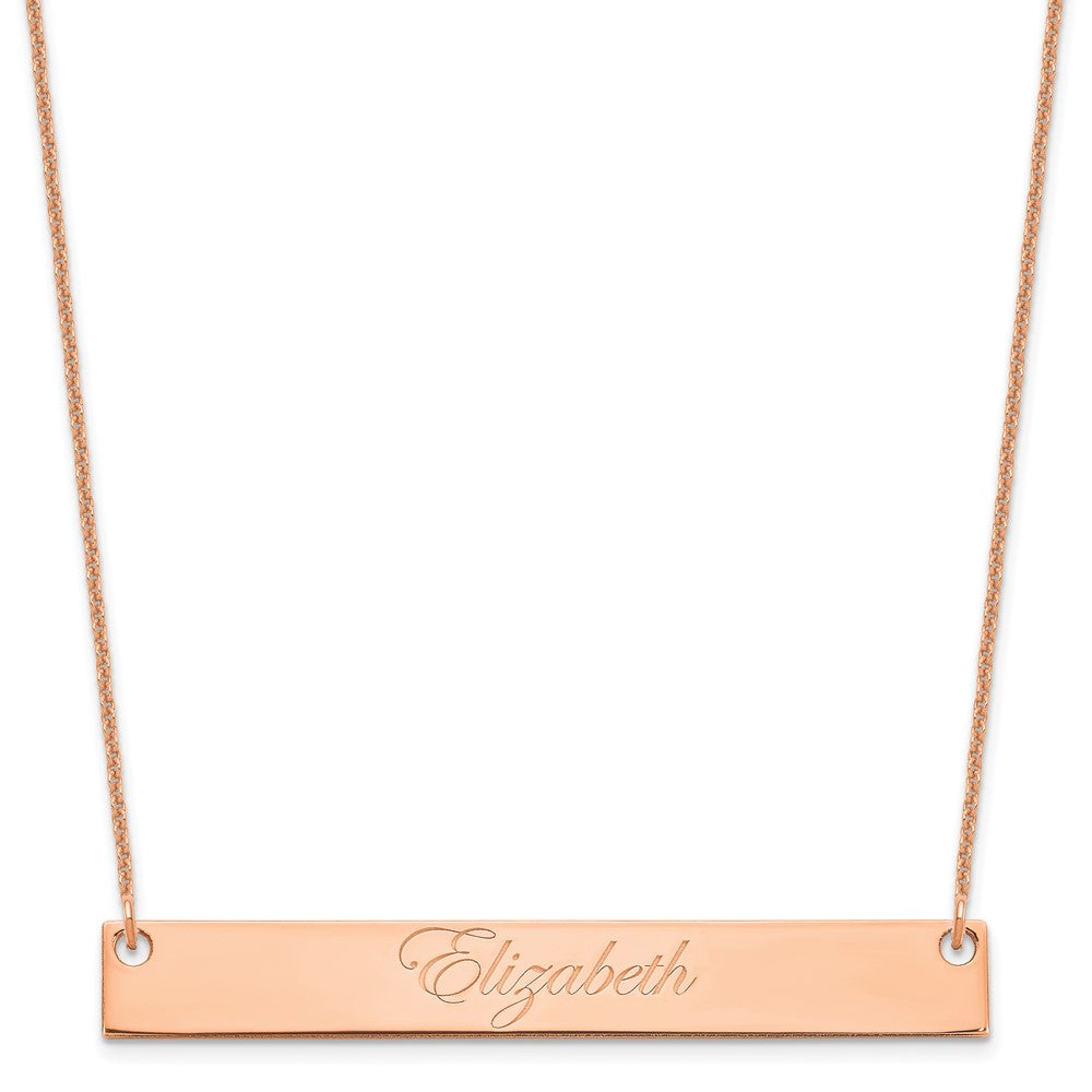 14k Rose Gold Large EDWARDIAN SCRIPT Bar Necklace