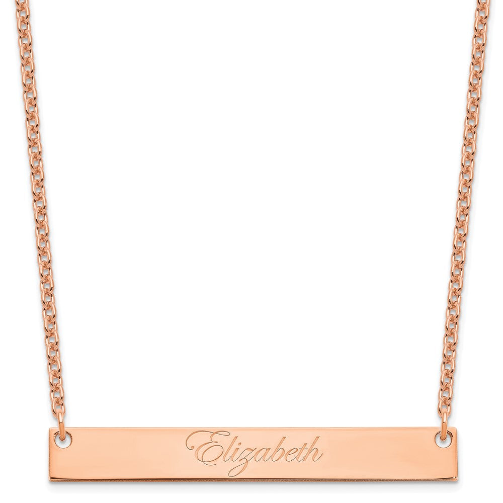 Sterling Silver/Rose-plated Large EDWARDIAN SCRIPT Bar Necklace