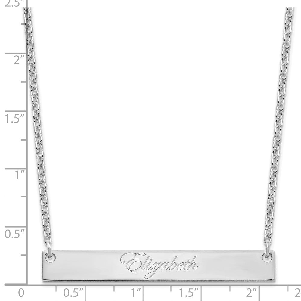 SS/Rhodium-plated Large EDWARDIAN SCRIPT Bar Necklace