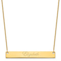 14k Yellow Gold Large EDWARDIAN SCRIPT Bar Necklace