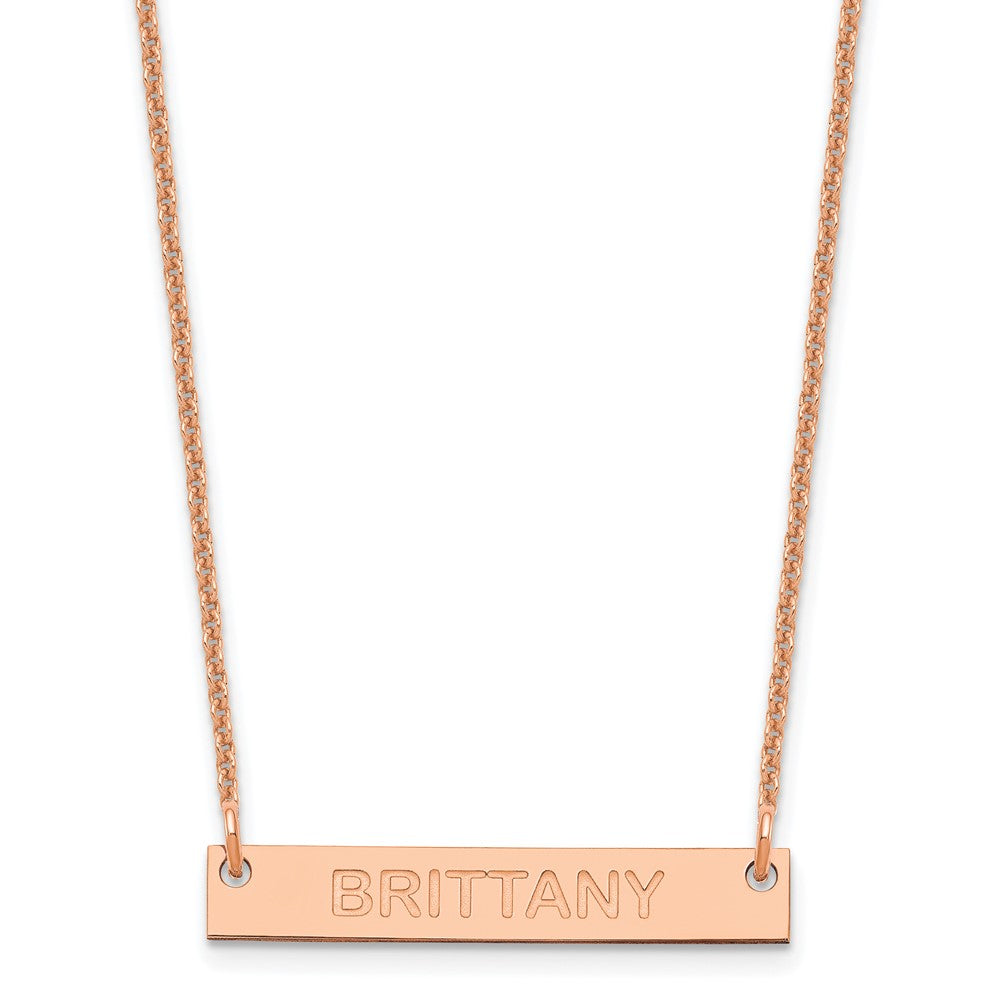 14k Rose Gold Small Capitalized ARIAL ROUNDED Bar Necklace