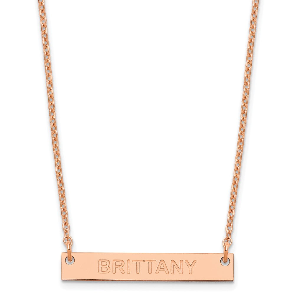 SS/Rose-plated Small Capitalized ARIAL ROUNDED Bar Necklace