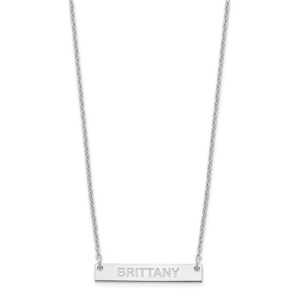 SS/Rhod-plated Small Capitalized ARIAL ROUNDED Bar Necklace