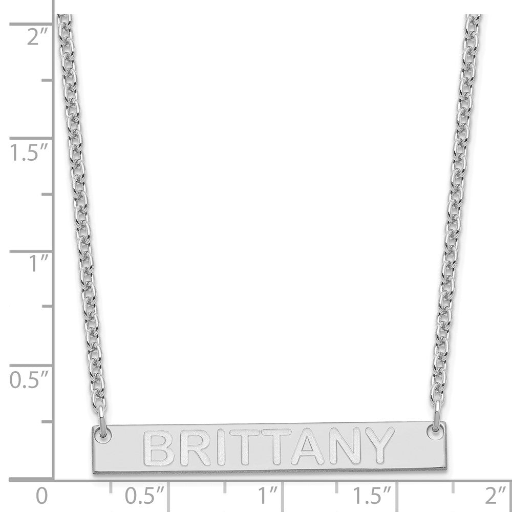SS/Rhod-plated Medium Capitalized ARIAL ROUNDED Bar Necklace