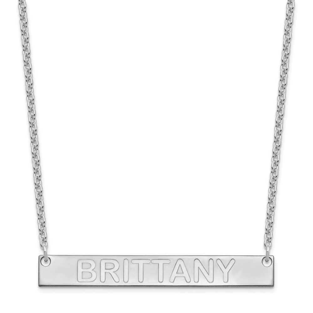 SS/Rhod-plated Large Capitalized ARIAL ROUNDED Bar Necklace