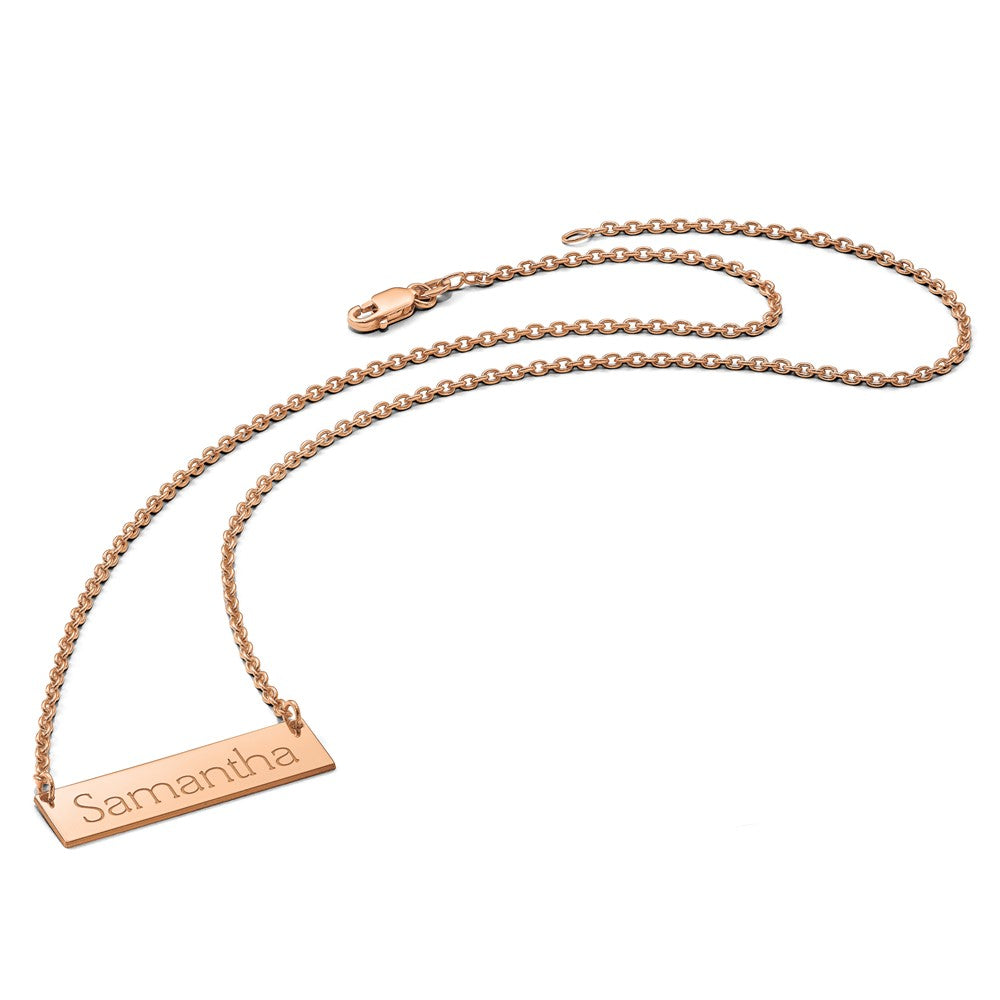 14k Rose Gold Small Name Bar Necklaced