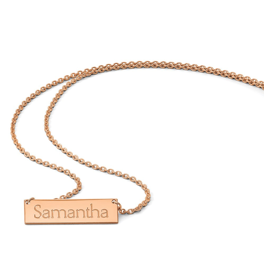 14k Rose Gold Small Name Bar Necklaced