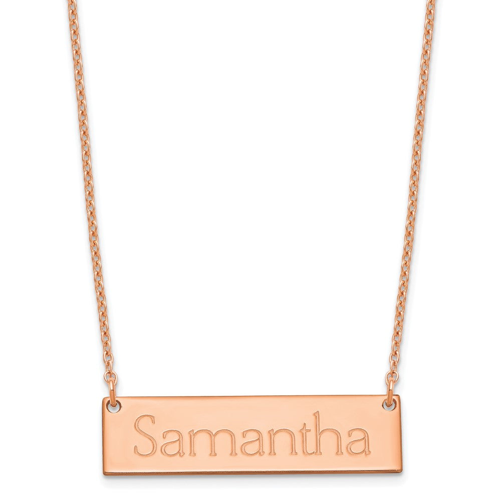 Sterling Silver/Rose-plated Small Name Bar Necklace