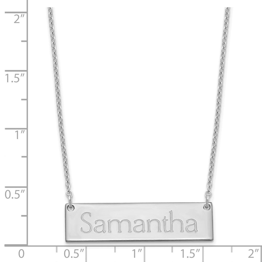 Sterling Silver/Rhodium-plated Small Name Bar Necklace
