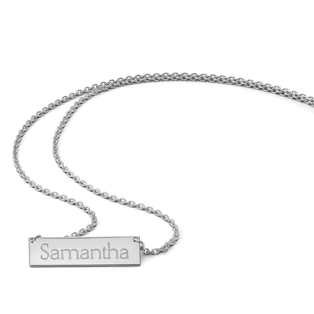 14k White Gold Small Name Bar Necklace