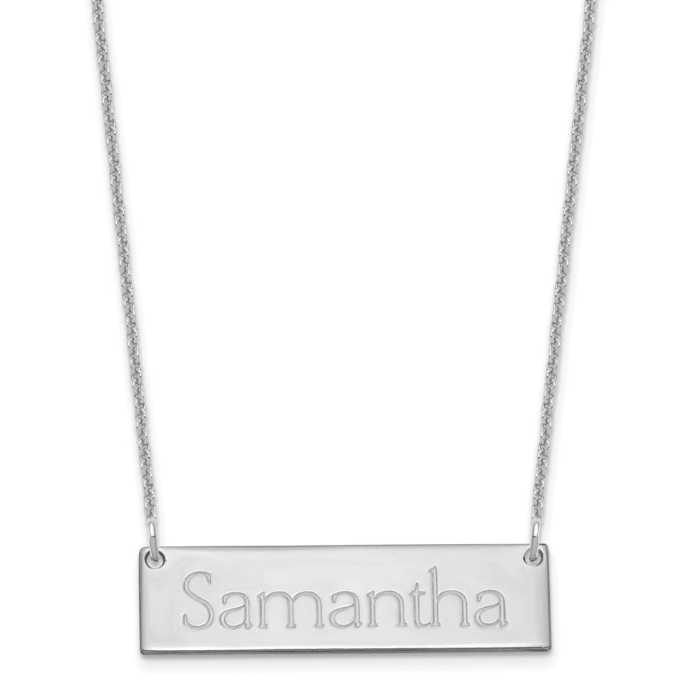 14k White Gold Small Name Bar Necklace