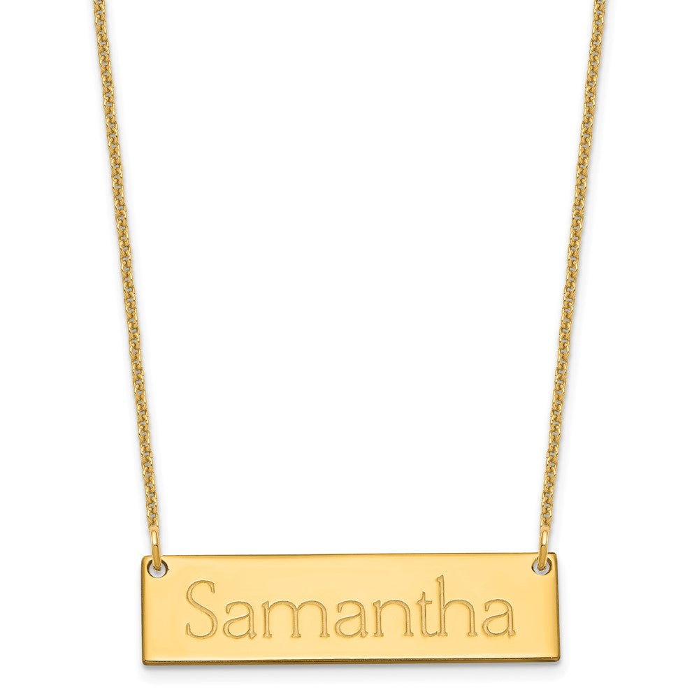 14k Yellow Gold Small Name Bar Necklace