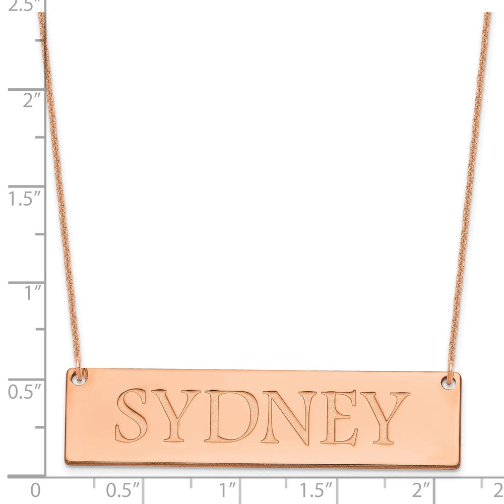 14k Rose Gold Large Name Bar Necklace