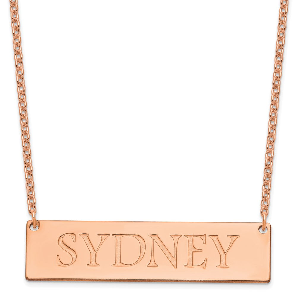 Sterling Silver/Rose-plated Large Name Bar Necklace