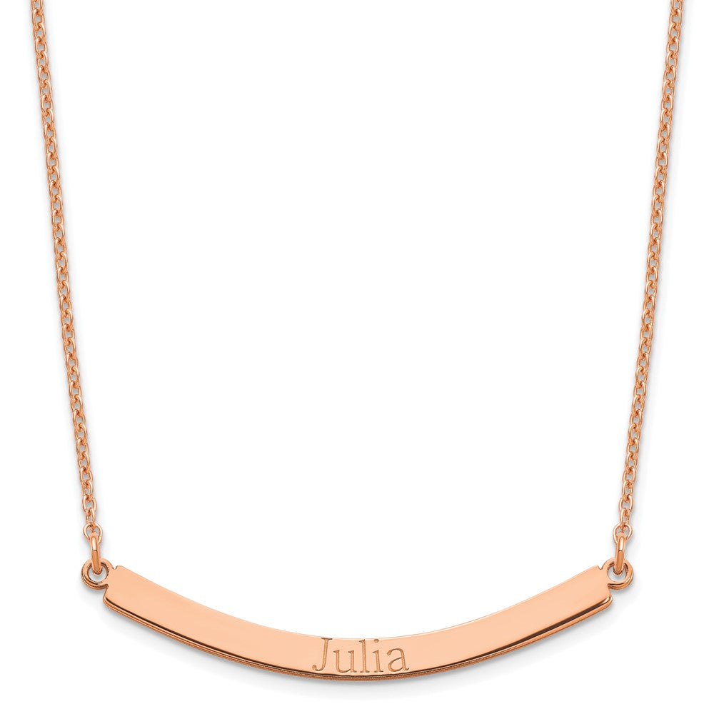 Sterling Silver/Rose-plated Curved Bar Necklace