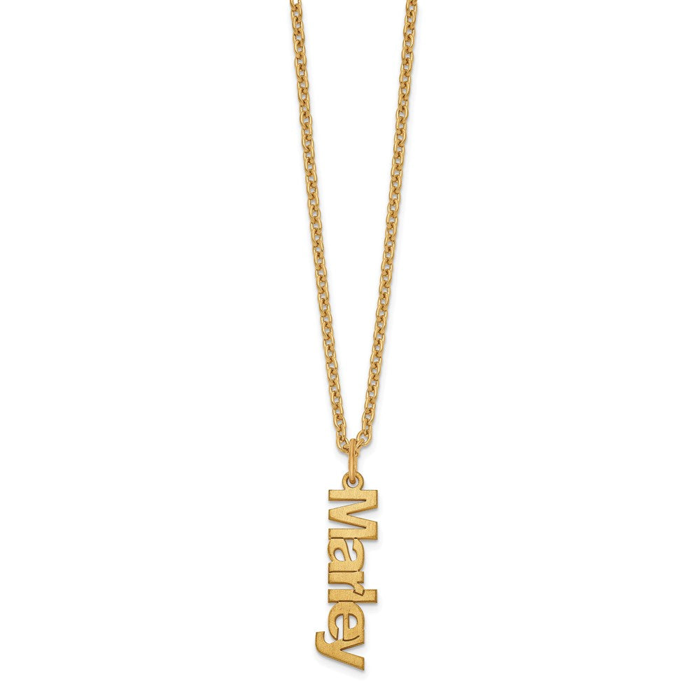 Sterling Silver/Gold-plated Brushed 1 Name Charm Necklace