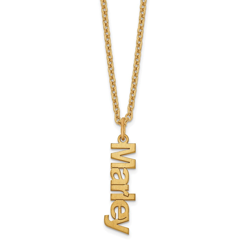 Sterling Silver/Gold-plated Brushed 1 Name Charm Necklace