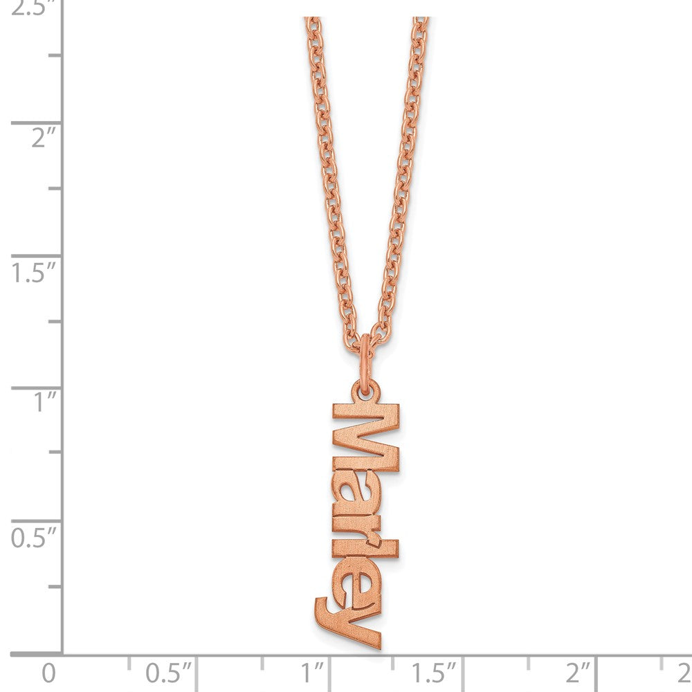 Sterling Silver/Rose-plated Brushed 1 Name Charm Necklace