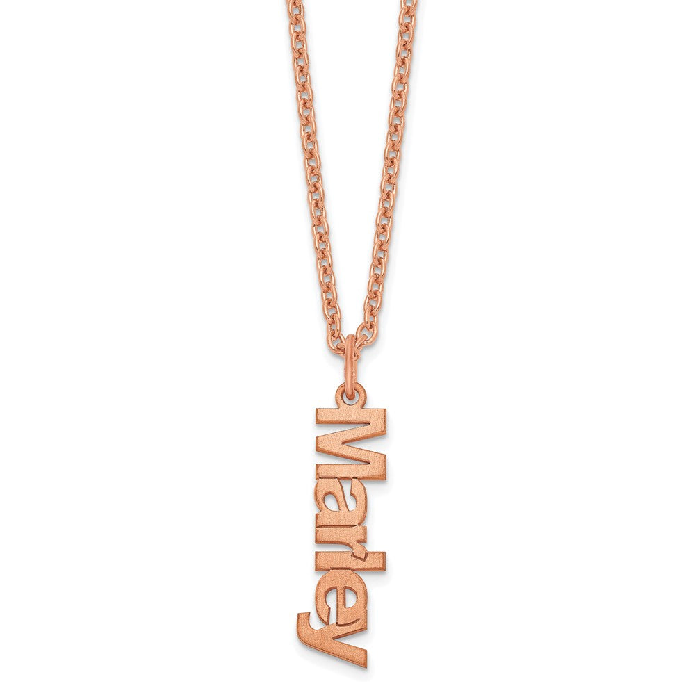 Sterling Silver/Rose-plated Brushed 1 Name Charm Necklace