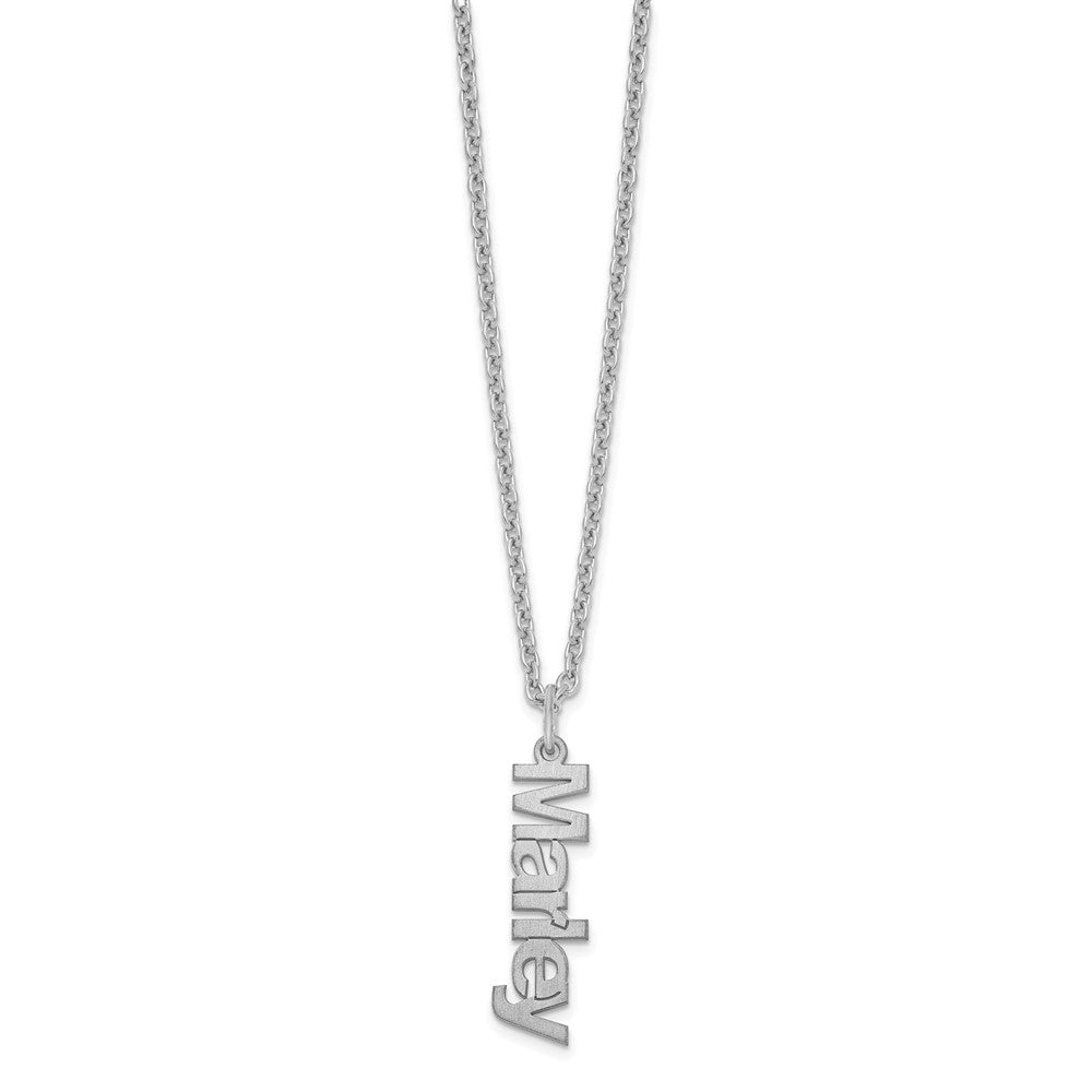 Sterling Silver/Rhodium-plated Brushed 1 Name Charm Necklace