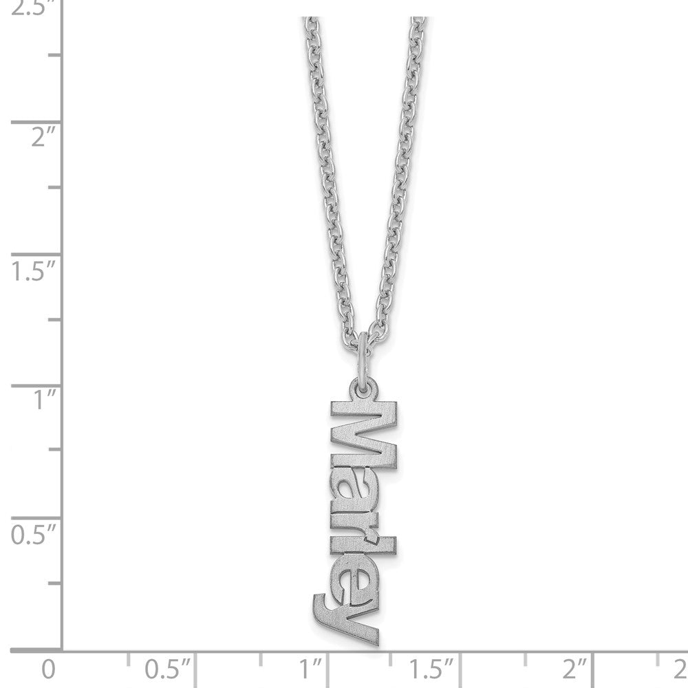Sterling Silver/Rhodium-plated Brushed 1 Name Charm Necklace