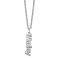 Sterling Silver/Rhodium-plated Brushed 1 Name Charm Necklace