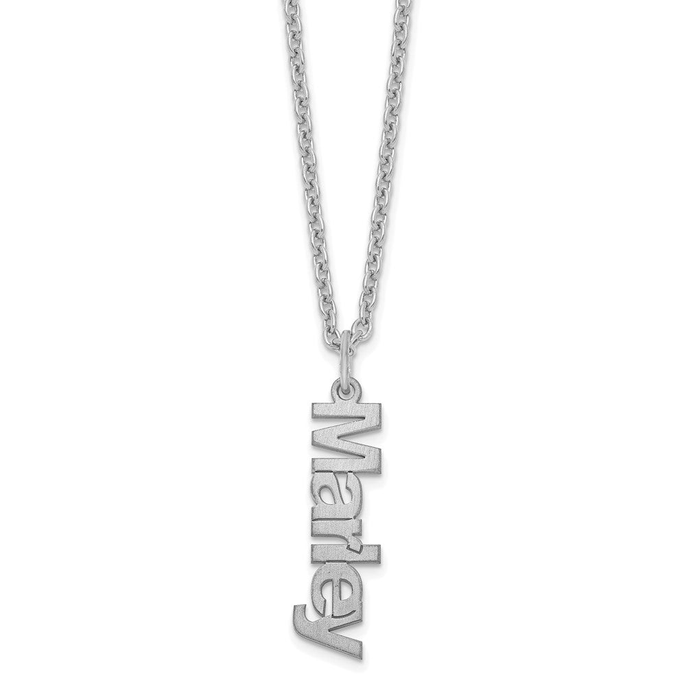 Sterling Silver/Rhodium-plated Brushed 1 Name Charm Necklace