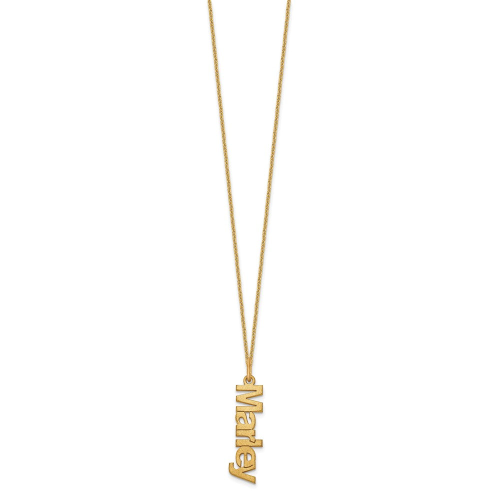 14k Yellow Gold Brushed 1 Name Charm Necklace