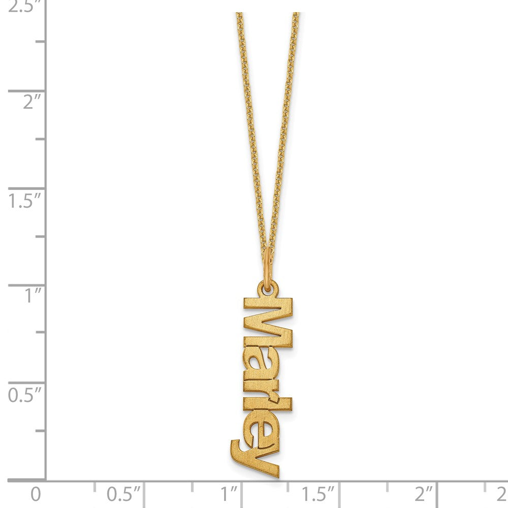 14k Yellow Gold Brushed 1 Name Charm Necklace