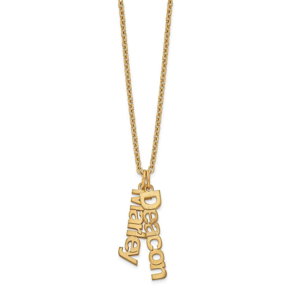 Sterling Silver/Gold-plated Brushed 2 Name Charm Necklace