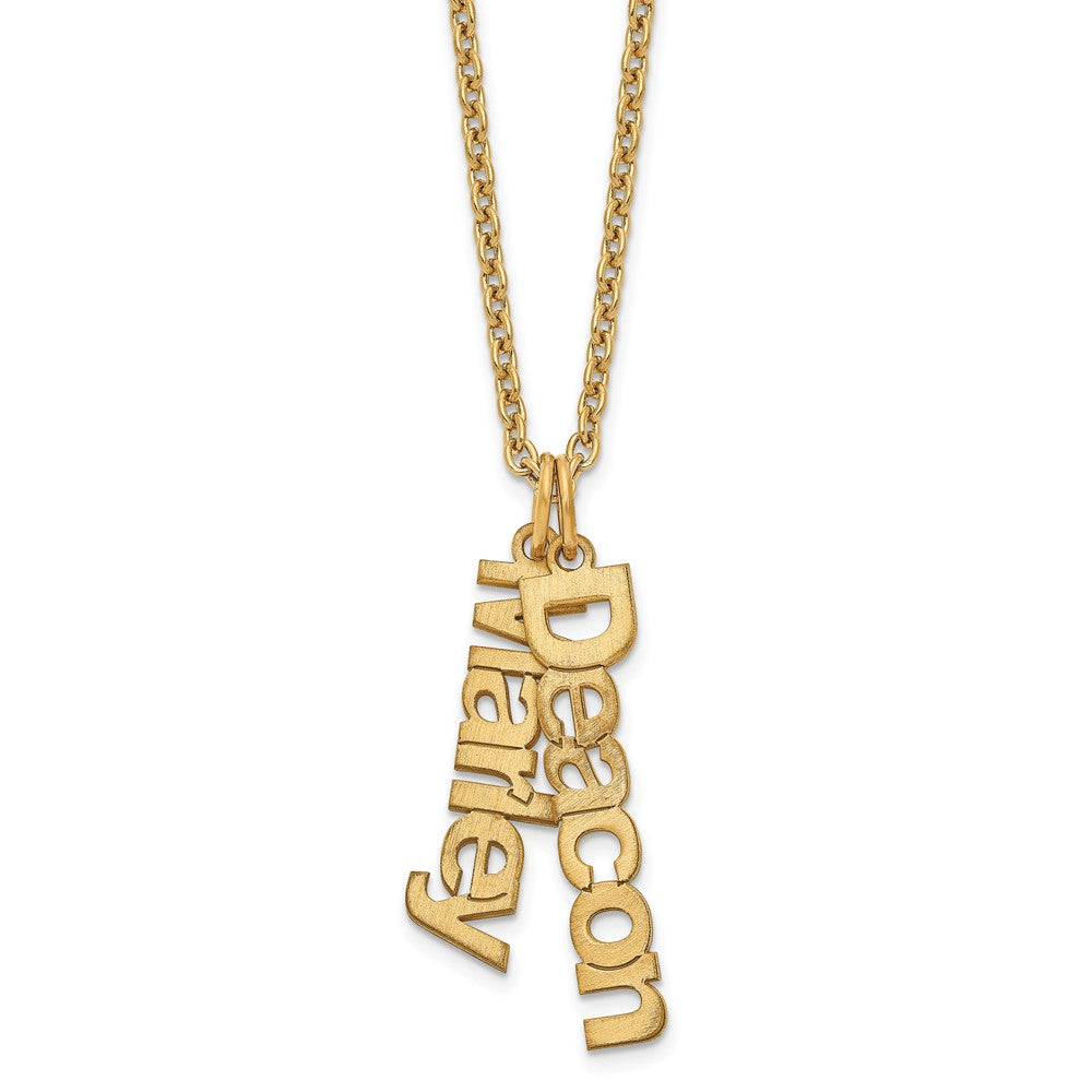 Sterling Silver/Gold-plated Brushed 2 Name Charm Necklace