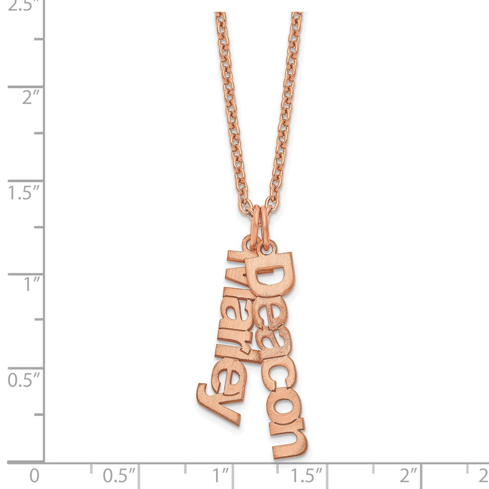 Sterling Silver/Rose-plated Brushed 2 Name Charm Necklace