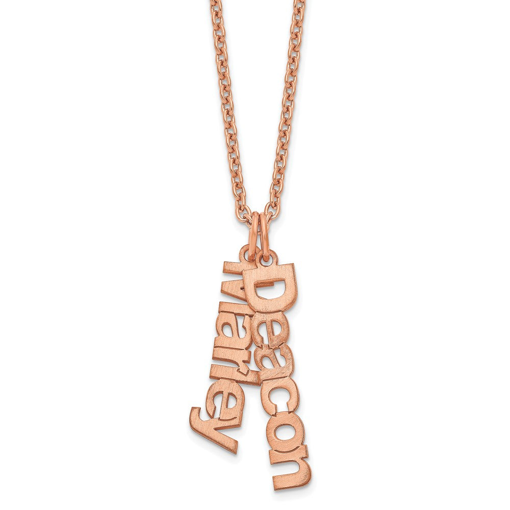 Sterling Silver/Rose-plated Brushed 2 Name Charm Necklace