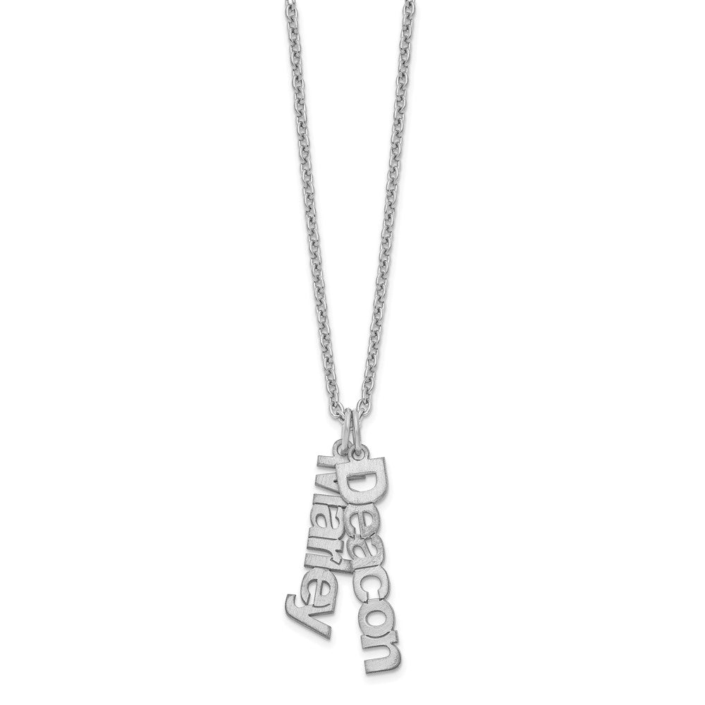 Sterling Silver/Rhodium-plated Brushed 2 Name Charm Necklace