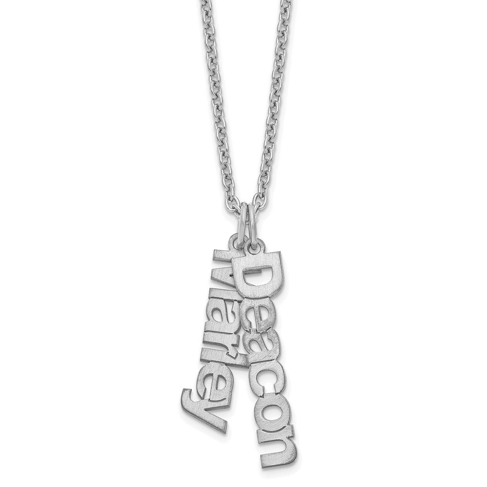 Sterling Silver/Rhodium-plated Brushed 2 Name Charm Necklace