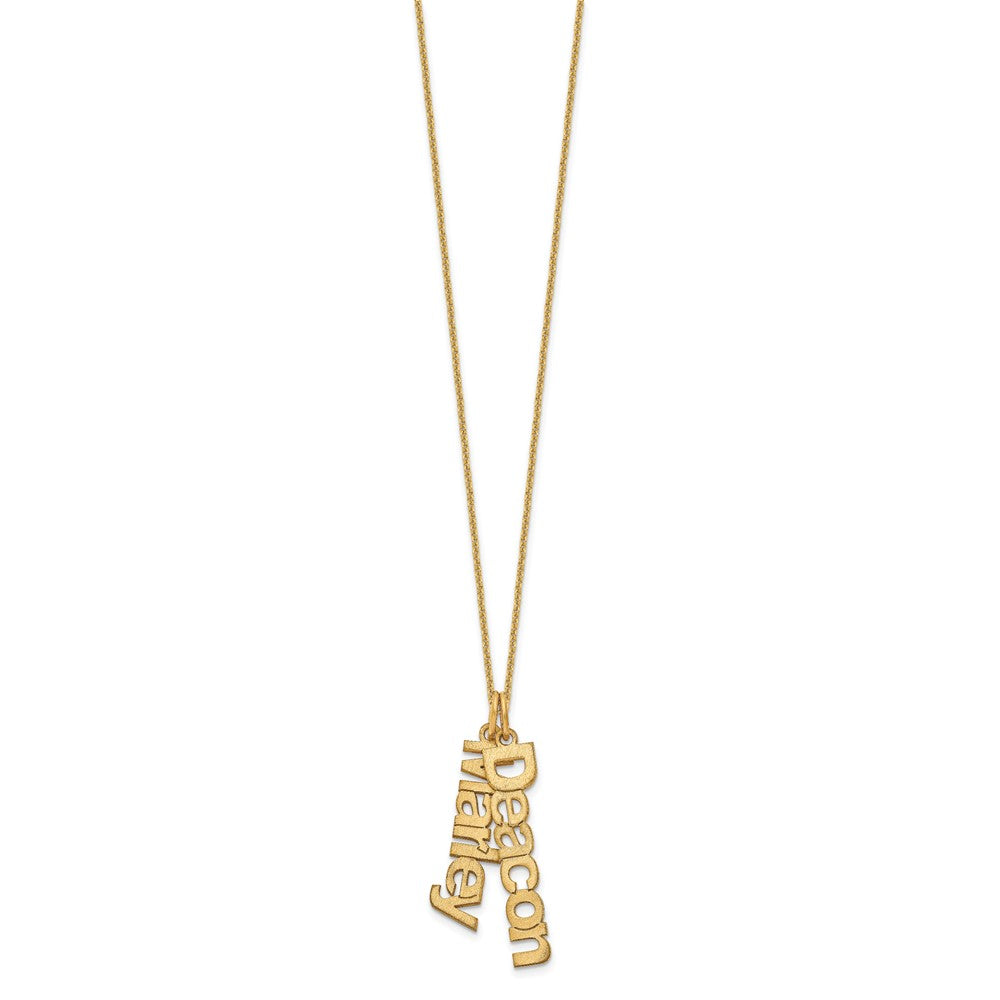 14k Yellow Gold Brushed 2 Name Charm Necklace