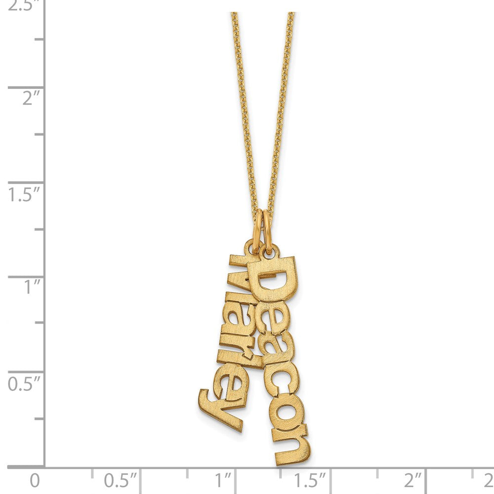 14k Yellow Gold Brushed 2 Name Charm Necklace