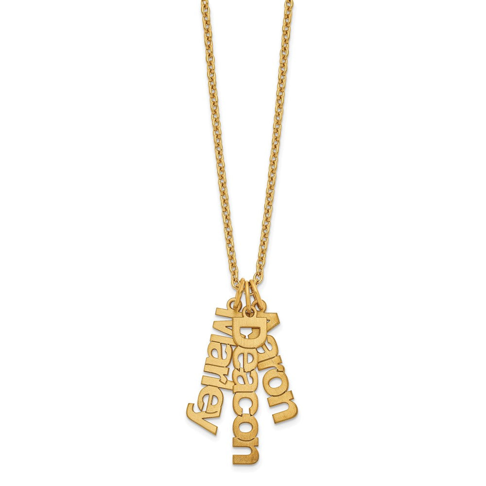 Sterling Silver/Gold-plated Brushed 3 Name Charm Necklace