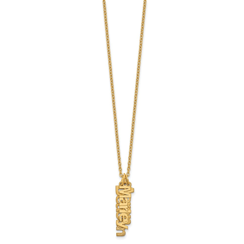 Sterling Silver/Gold-plated Brushed 3 Name Charm Necklace