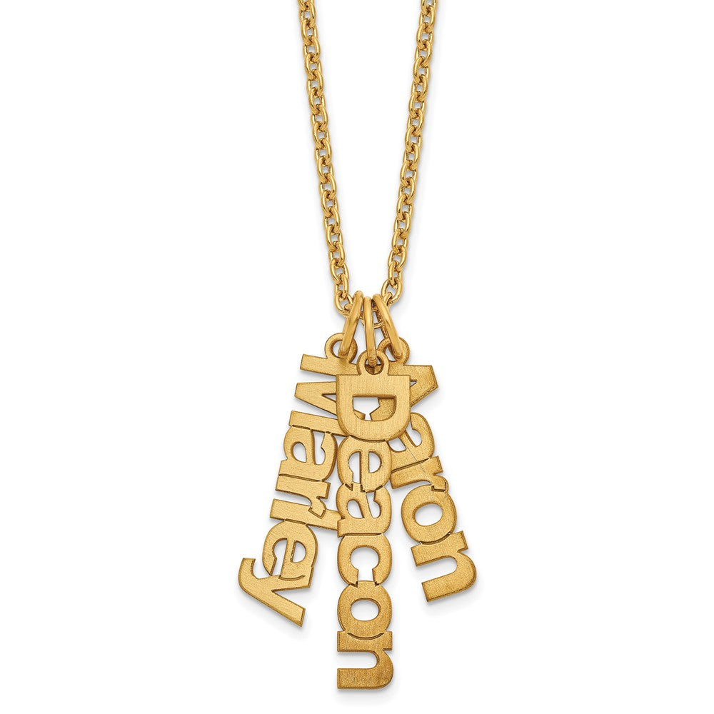 Sterling Silver/Gold-plated Brushed 3 Name Charm Necklace