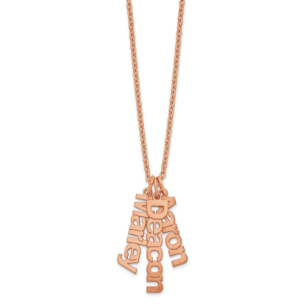 Sterling Silver/Rose-plated Brushed 3 Name Charm Necklace