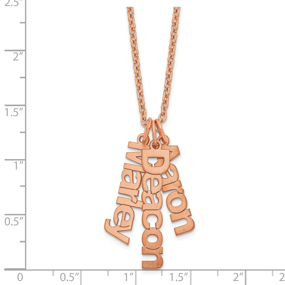 Sterling Silver/Rose-plated Brushed 3 Name Charm Necklace