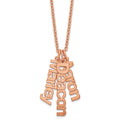 Sterling Silver/Rose-plated Brushed 3 Name Charm Necklace