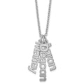 Sterling Silver/Rhodium-plated Brushed 3 Name Charm Necklace